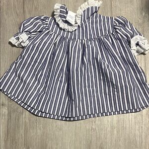 Striped Blue and White Kids Top